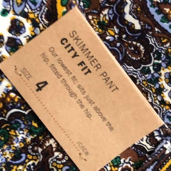 J.CREW Paisley Printed Skimmer Pants NEW city fit - Picture 3 of 5